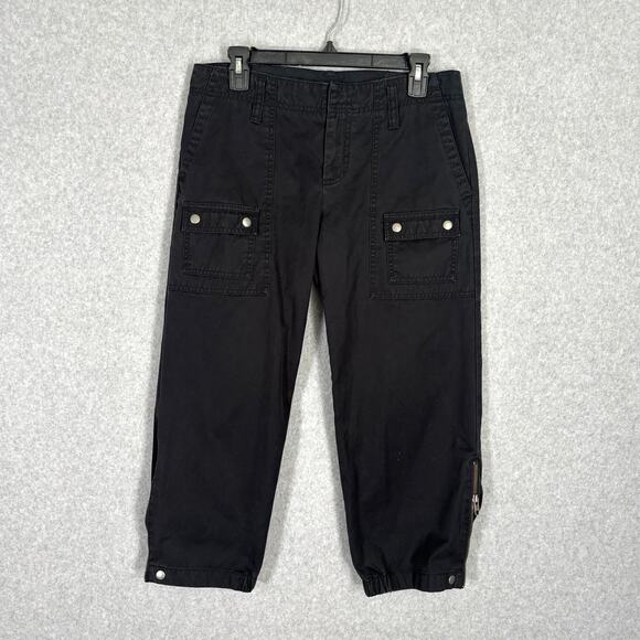 Y2K Gap Cargo Capri Pants 6 Ankle Zipper Snaps Utility Cotton 90s Hiking GORP - Picture 1 of 14